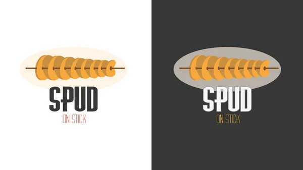 düz çizgi film logosuyla şişte kızartılmış patates kızartması için