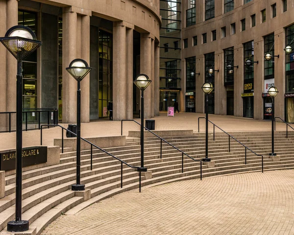 Vancouver Canada Novembro 2019 Escadaria Moderna Cidade Com Lâmpadas Rua — Fotografia de Stock