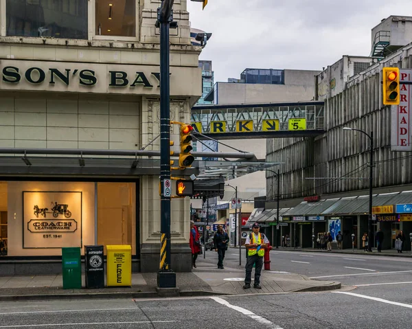 Vancouver Kanada November 2019 Traditionelle Amerikanische Gebäude Mit Geschäften Entlang — Stockfoto