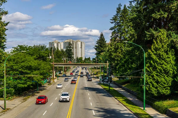 Vancouver Kanada Juli 2019 Straßenverkehr Und Stadtblick Von Oben — Stockfoto
