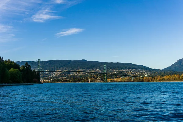 Vancouver Canada Outubro 2019 Porto Vancouver Com Ponte Lions Gate — Fotografia de Stock