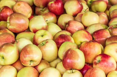 Taze organik elmalar arka plan için pazarı kapatır.