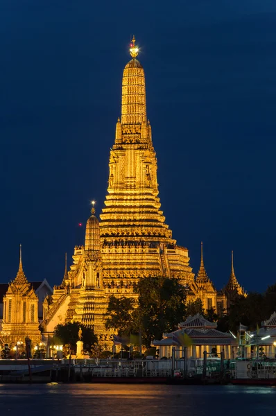Wat Arun Noite Vista Templo Bangkok Tailândia — Fotografia de Stock