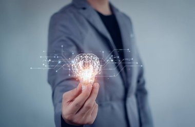 Fikir düşünme süreçleri ve psikoloji, düşünme konsepti. Makine öğrenme ve yapay zeka. Beyin Sinir Sistemi kavramı..