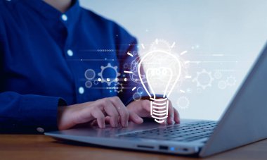 Fikir düşünme süreçleri ve psikoloji, düşünme konsepti. Makine öğrenme ve yapay zeka. Beyin Sinir Sistemi kavramı..