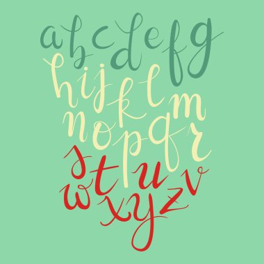 Vektör yeşil zemin üzerine alfabesi.