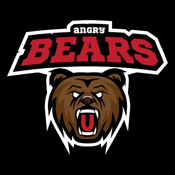 Grizzly oso logotipo moderno para un equipo deportivo. Logotipo vectorial prefabricado con denominación . — Archivo Imágenes Vectoriales