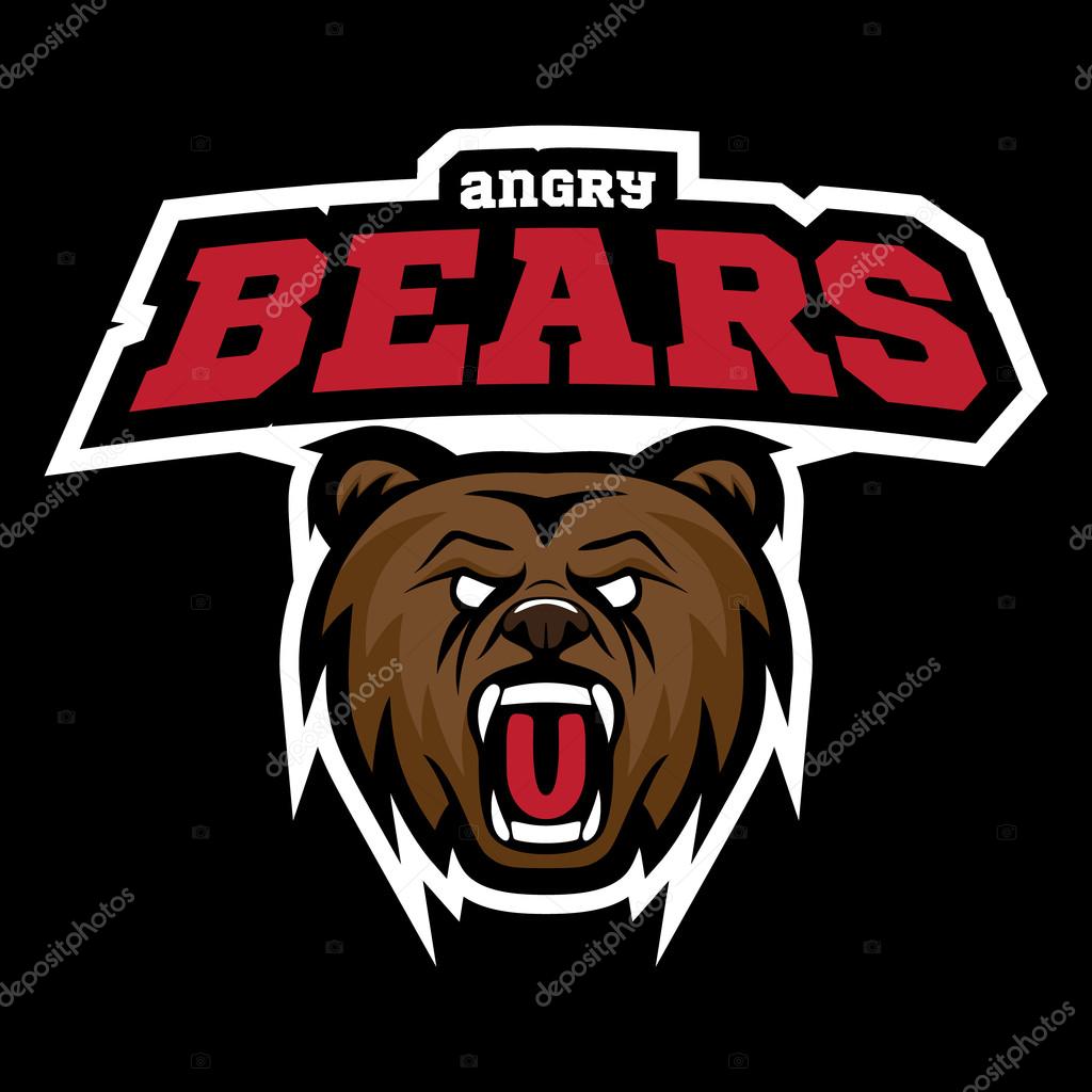 Grizzly bear modern logo for a sport team. Premade vector logotype with naming.