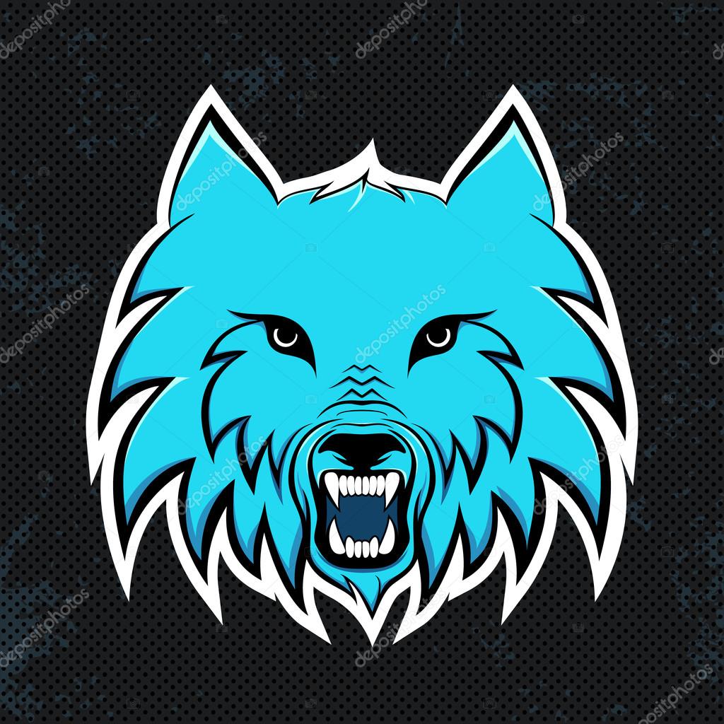 Blue wolves modern logo for a sport team. Premade logotype. Vector illustration