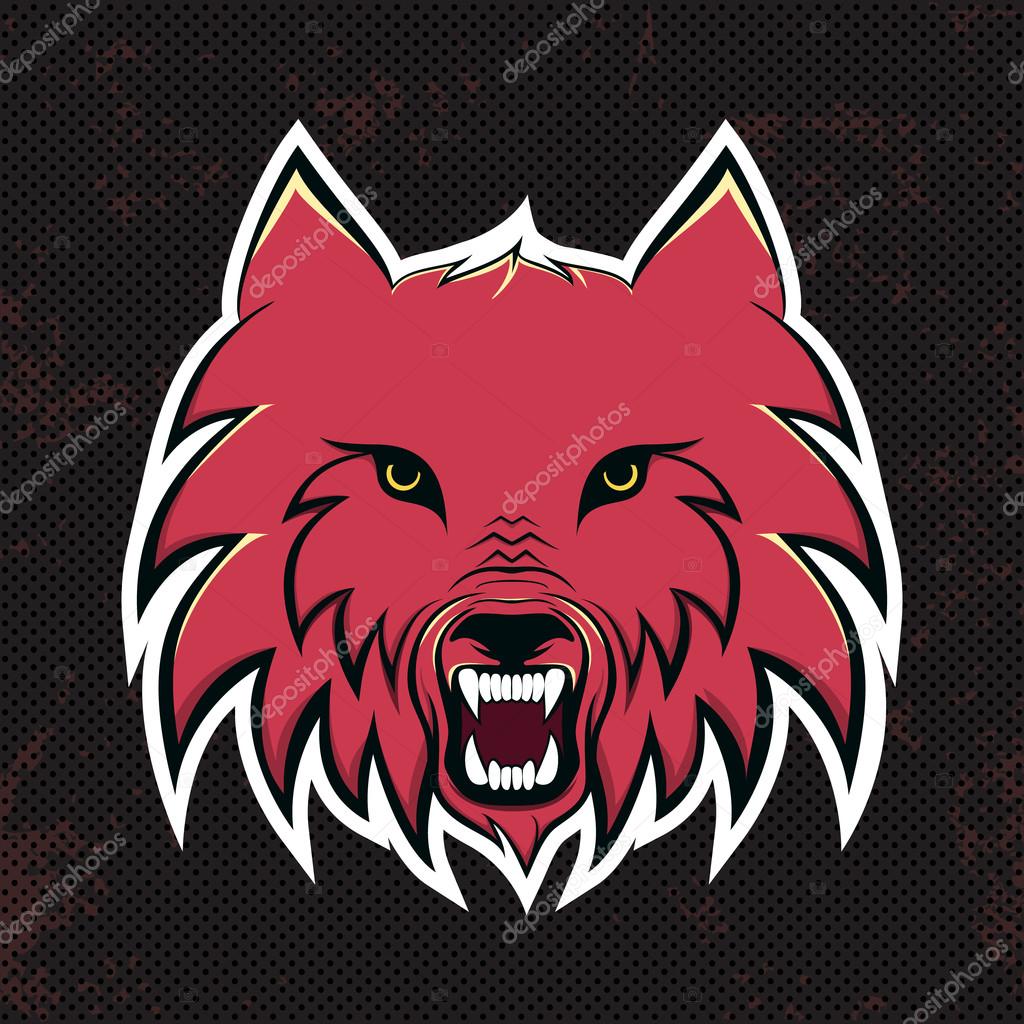 Red wolves modern logo for a sport team. Premade logotype