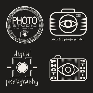 Vector collection of photo studio logo templates. Photography vintage and modern badges, labels and icons. Vector collection of photo studio logo templates. Photo cam prem clipart