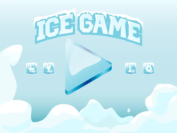 Plantilla de vector de pantalla principal para el juego helado de invierno con elementos e iconos . — Archivo Imágenes Vectoriales
