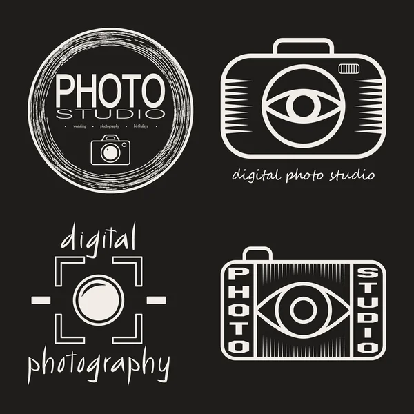 Coleção vetorial de modelos de logotipo do estúdio de fotografia. Fotografia emblemas vintage e modernos, rótulos e ícones. Coleção vetorial de modelos de logotipo do estúdio de fotografia. Foto cam prem — Vetor de Stock