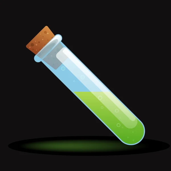 Elixir verde en la botella con el icono del juego de tapón . — Vector de stock