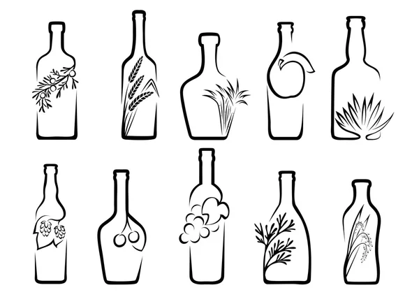 Icons alcoholic beverages — Stock Vector