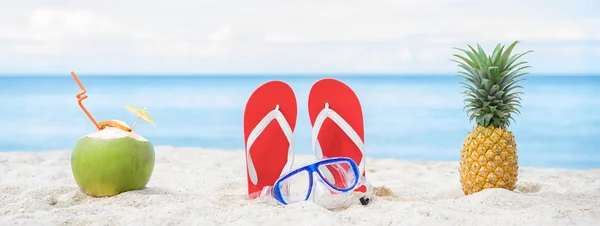 Objekte am Strand. Banner — Stockfoto