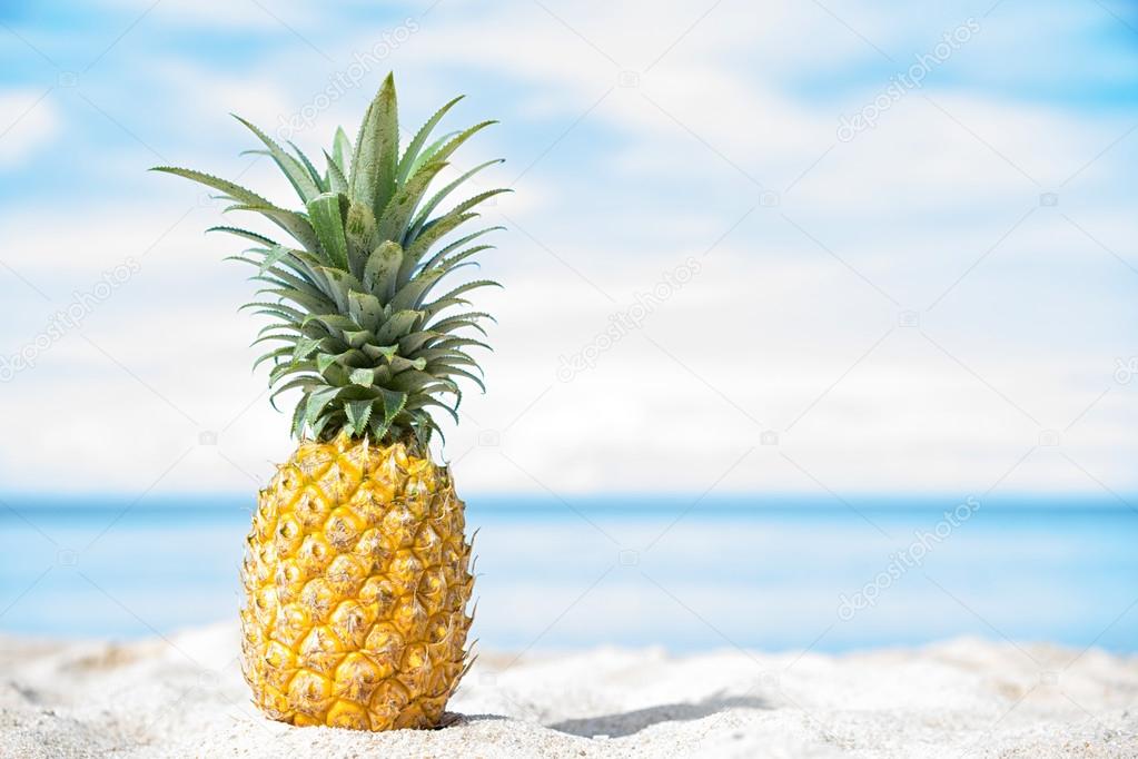 Pineapple on the beach Stock Photo by ©upslim 105469174