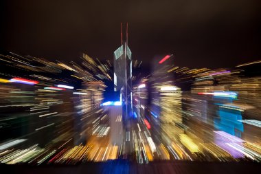 Hareket bulanıklığı ve defokus Hong Kong gökdelenler . 
