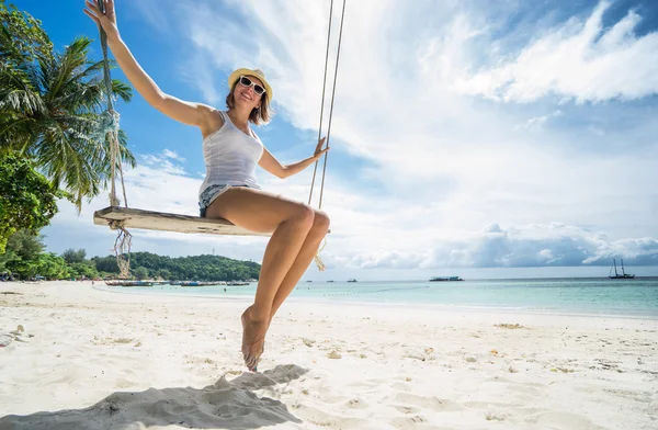 Woman on swing — Stock Photo, Image