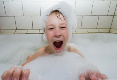 boy in foam soap 