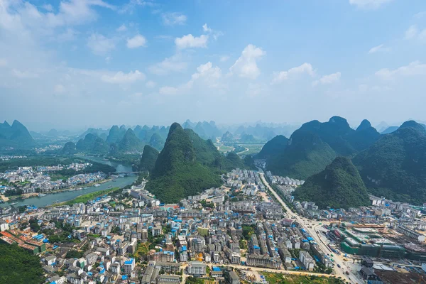 Letecký pohled na Yangshuo — Stock fotografie