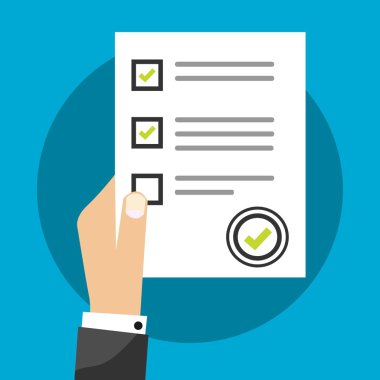 Okul sınav Test sonuçları vektör çizim öğrenci başarı işareti test inceleme test kağıt Form sembolü, düz simgesi, tutan takım elbiseli