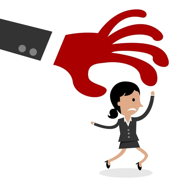 International Business Woman Being Chased By Corporate Fears — Stock Vector