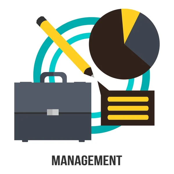 Management Business Concept Vector Design - Suitcase, Diagram And Pencil Presentation — Stock Vector