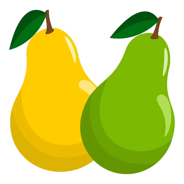 Juicy Green and Yellow Pear Fruit Vector — стоковый вектор