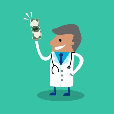 Başarılı Uluslararası Doktor Elinde Dolar Bill Holding