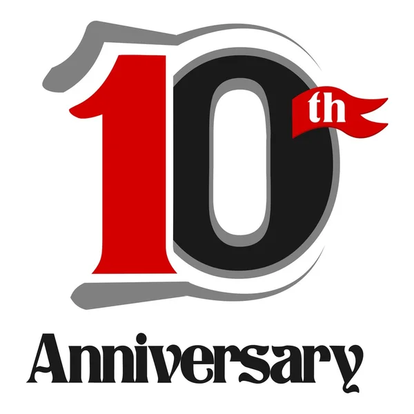 10º Aniversario Celebración Vector Logo Design — Archivo Imágenes Vectoriales