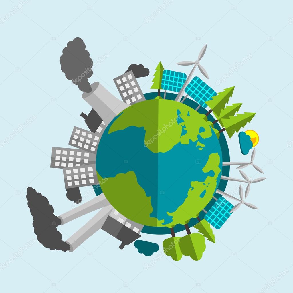 Planet Earth Cartoon Half Filled With Renewable Energy Sources And planet-earth-cartoon-half-filled-with-renewable-energy-sources-and