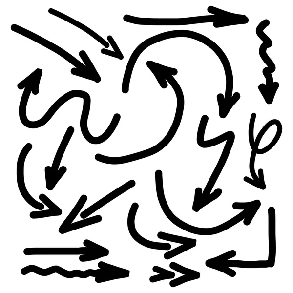 Loco mano dibujado flecha set mostrando direcciones en estilo Gráficos vectoriales