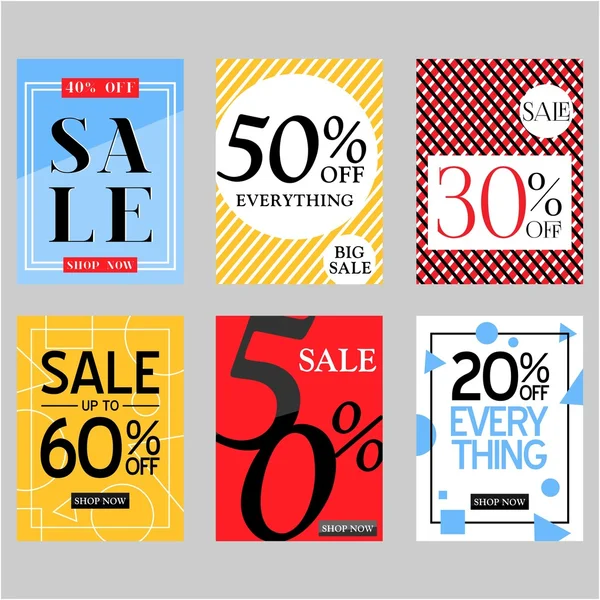 Set of Flat Vector Sale Posters And Special Discount Cards For Holiday Offers In Different Colors Royalty Free Stock Illustrations
