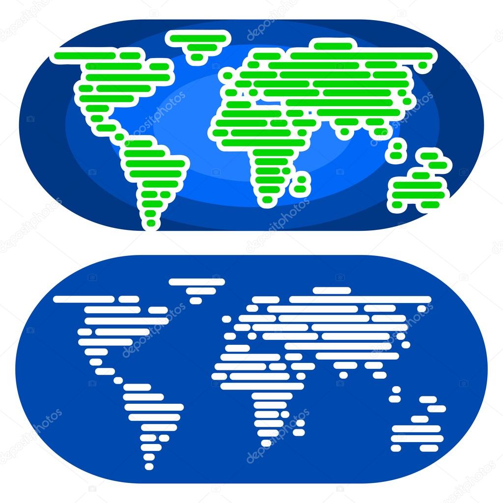 Abstract Minimalist World Map In Two Different Versions 