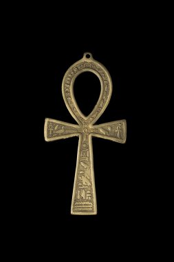 Egyptian symbol of life Ankh isolated on black clipart