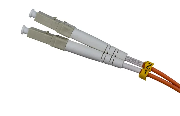 Fibra ottica patchcord LC isolato su sfondo bianco — Foto Stock