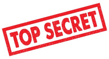 Beyaz arkaplanda çok gizli kırmızı kauçuk mühür vektörü, gizli güvenlik verisi, gizli bilgi vektörü çizimi tasarımı