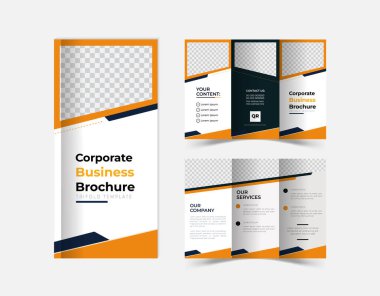 Ticari promosyon için temiz stil kullanımına sahip üç katlı broşür şeması