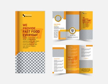 Düzenlenebilir Modern Restoran yemek menüsü üç katlı broşür