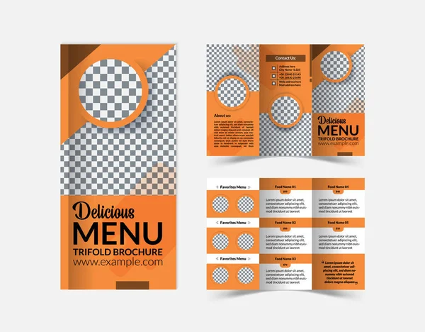 Yemek menüsü üç katlı broşür. Yemek broşürü.