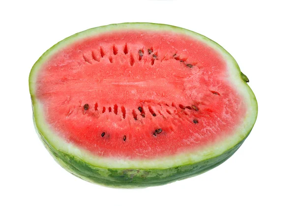 Halb geschnittene Wassermelone auf weißem Hintergrund — Stockfoto