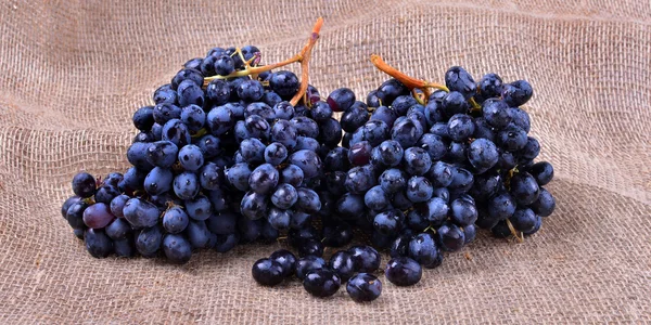 Close-up of black grapes on a brown background Stock Image