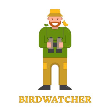 Happy tourist birdwatcher  clipart