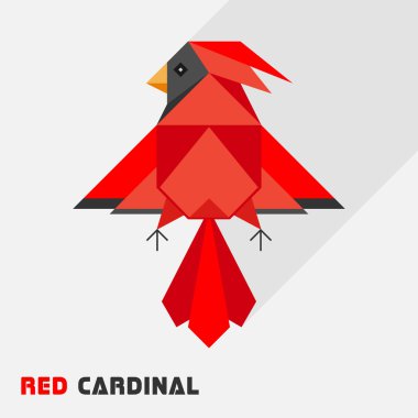 Abstract geometric red cardinal bird clipart