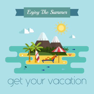 Tropik Ada Tatil Kartpostalı