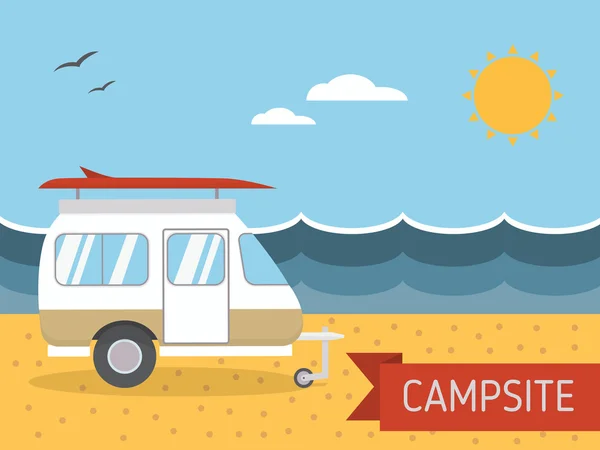 여름 해변 캠핑 — 스톡 벡터