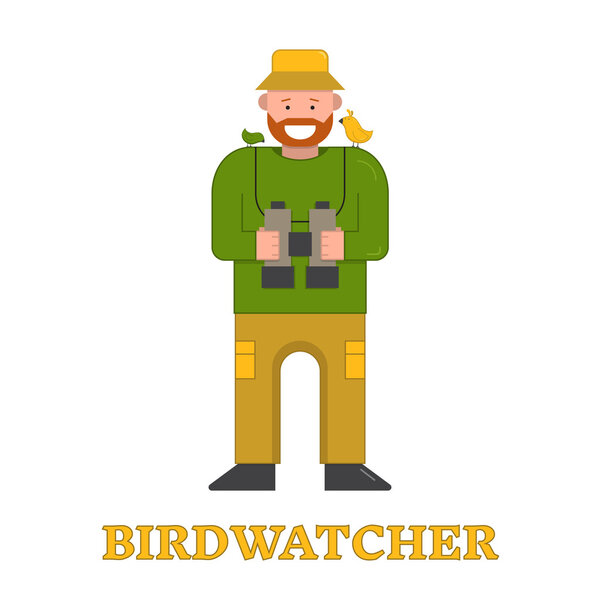 Happy tourist birdwatcher 