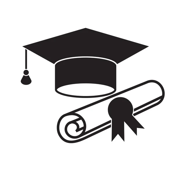 Graduation Hat and Diploma Icon — Stock Vector