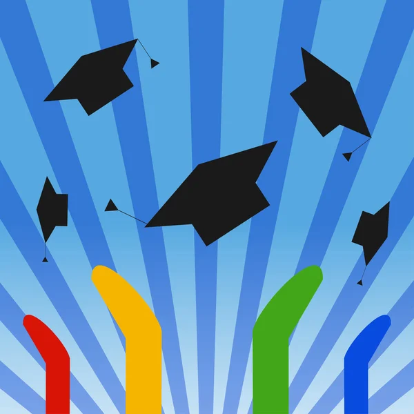 Sombreros de graduación tirar — Vector de stock